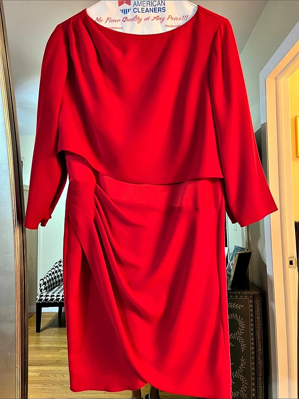 Emporio Armani Red Satin-Style Midi Dress Size 50 Like New